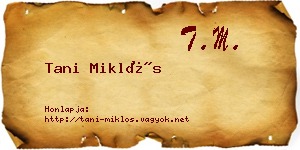 Tani Miklós névjegykártya
